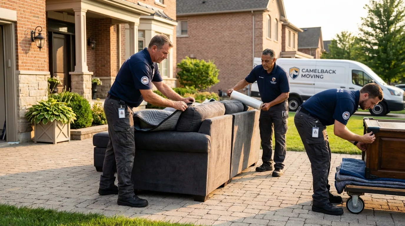Large estate moving crew wrapping furniture in Marion, WI