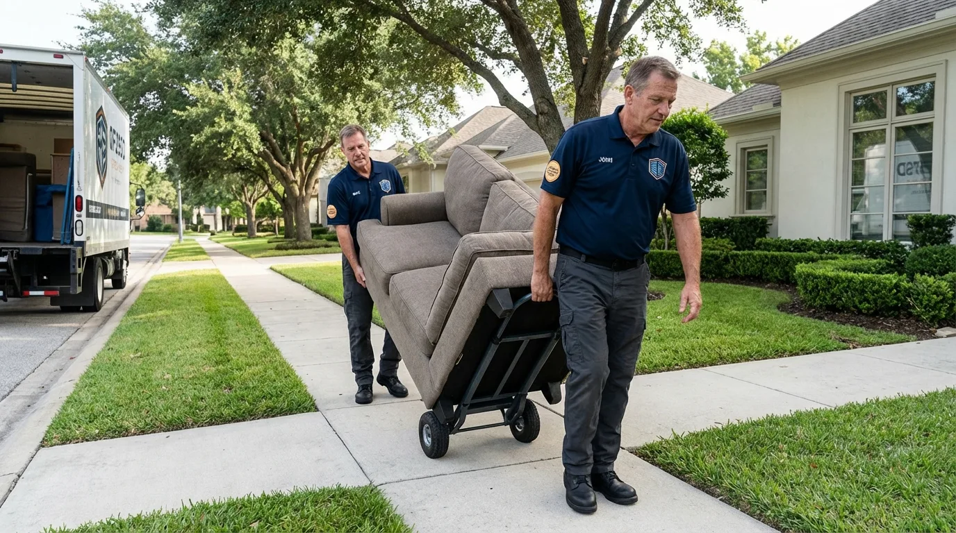 Local residential moving crew loading furniture in Marion, WI